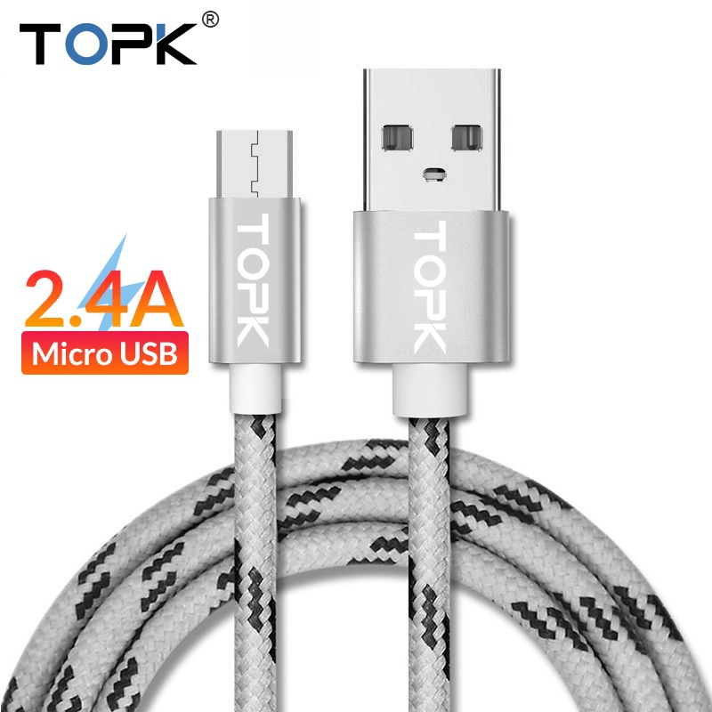 Cáp Sạc topk an09 0.5m micro usb Dây Bện nylon Cho xiaomi oppo