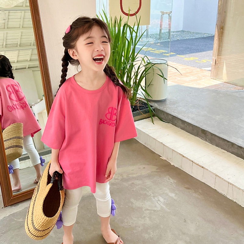 Đầm Thun Ngắn Tay Form Rộng Phong Cách Hàn Quốc Dành Cho Bé Gái