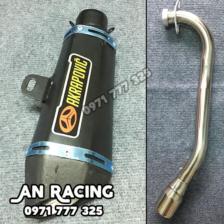 Bộ pô Akrapovic đen kèm cổ pô Nouvo 4 độ pô xe máy