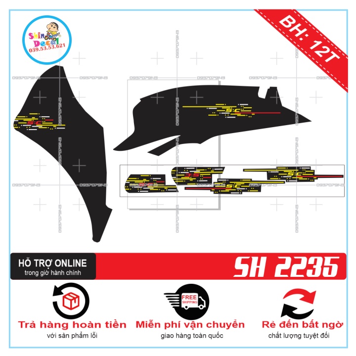 TEM XE SH CHẾ DÁN XE ĐEN -- SHIN DECAL 2