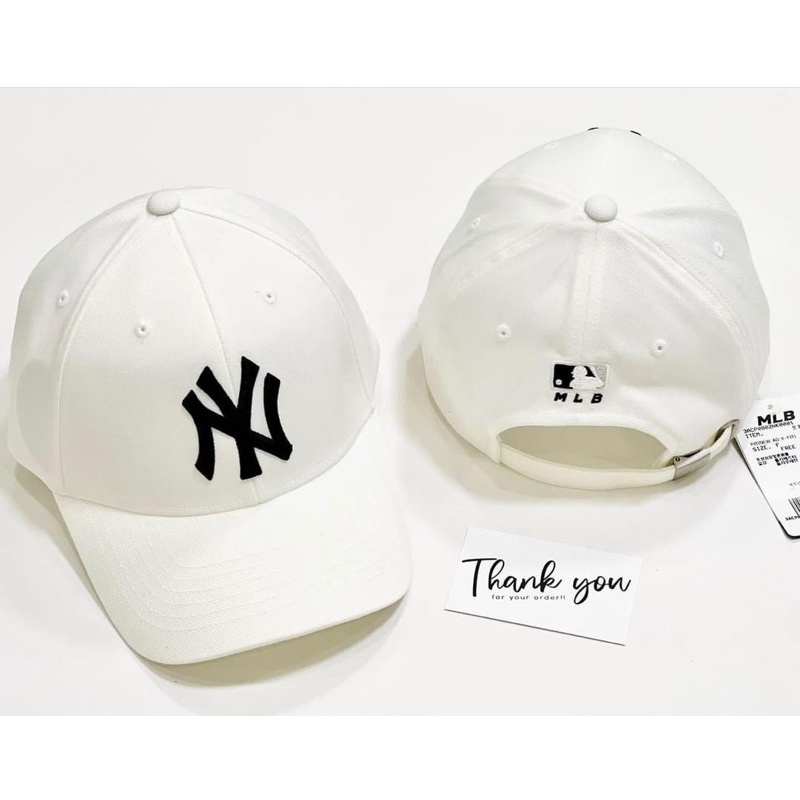 Mũ MLB trắng chữ NY đen
