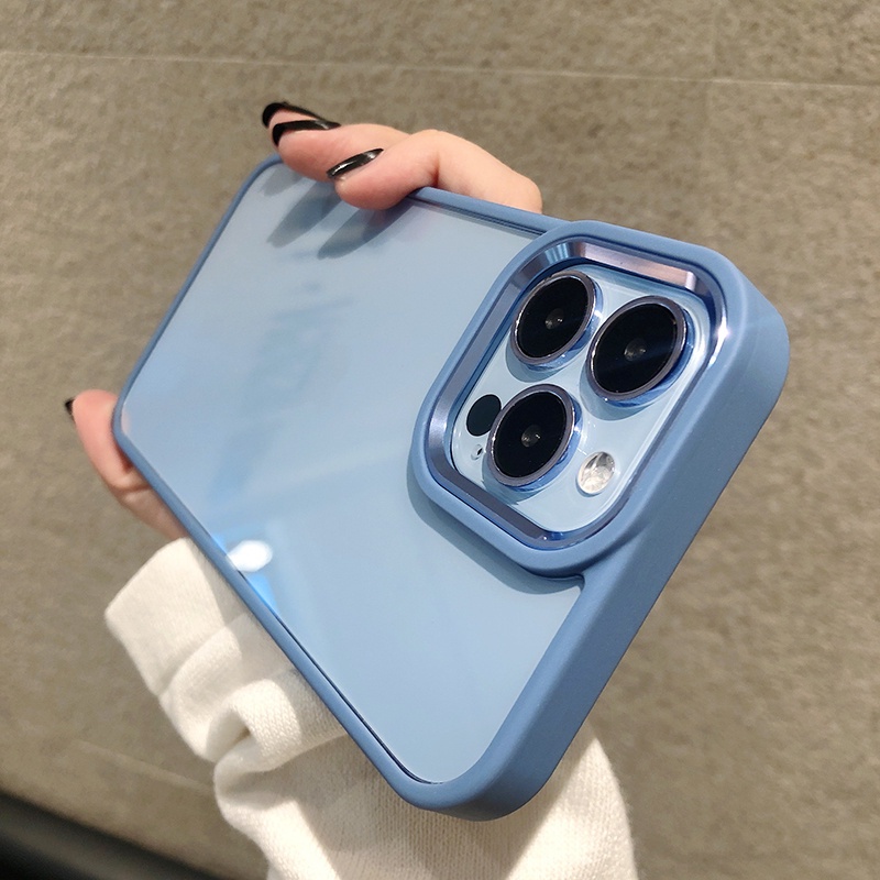 Ốp Điện Thoại Cứng Viền Silicon Dẻo Trong Suốt Chống Sốc Thời Trang Cho iPhone 11 12 13 Pro Max ip11