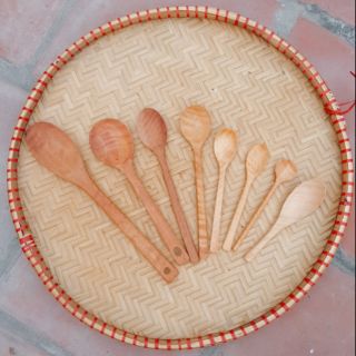 Thìa gỗ nhãn xuất khẩu màu nâu nhiều kích cỡ