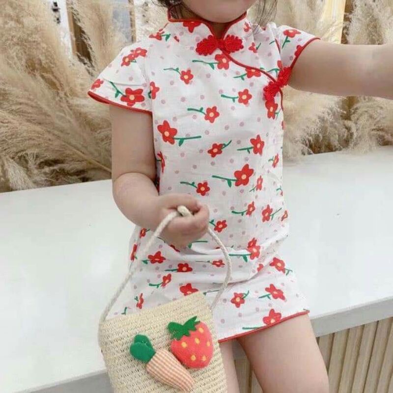 Váy đầm sườn xám siêu yêu bé gái siêu siêu xinh (form nhỏ khách lên 1 size)