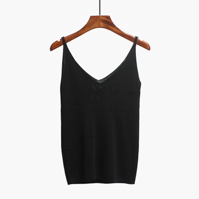 Áo Tank Top Dệt Kim Sát Nách Thiết Kế Cổ Chữ V Khoét Sâu Quyến Rũ