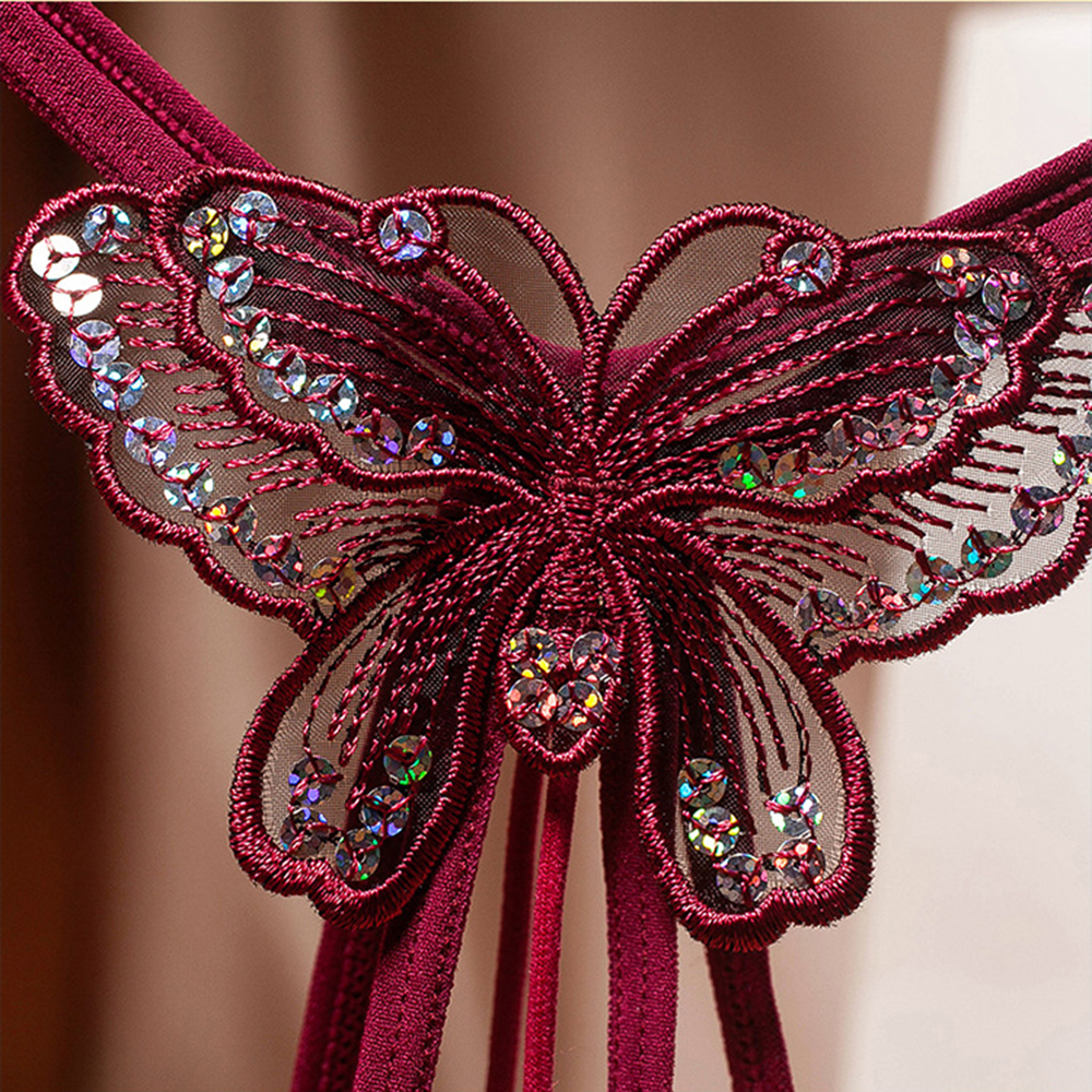 Quần Lót Hở Đáy Thêu Hình Bướm Đính Ngọc Trai Gợi Cảm Cho Nữ Nhiều Màu