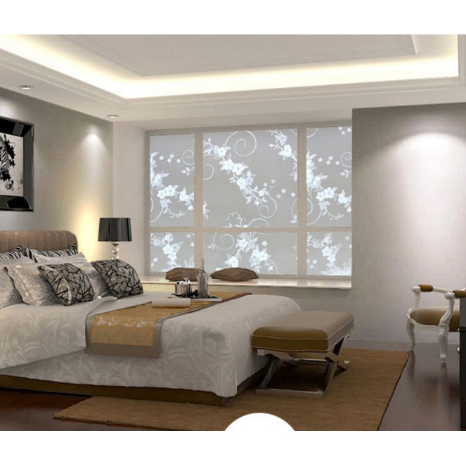 CUỘN 5M DECAL DÁN KÍNH CHIM HOA TRẮNG KHỔ 60CM CÓ KEO SẴN