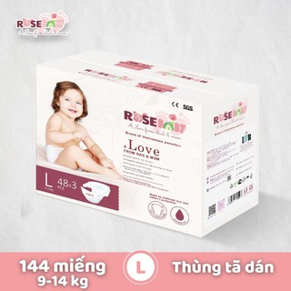 Bịch Tã Dán ROSE BABY size L (48 miếng - dành cho trẻ từ 9kg đến 14kg)
