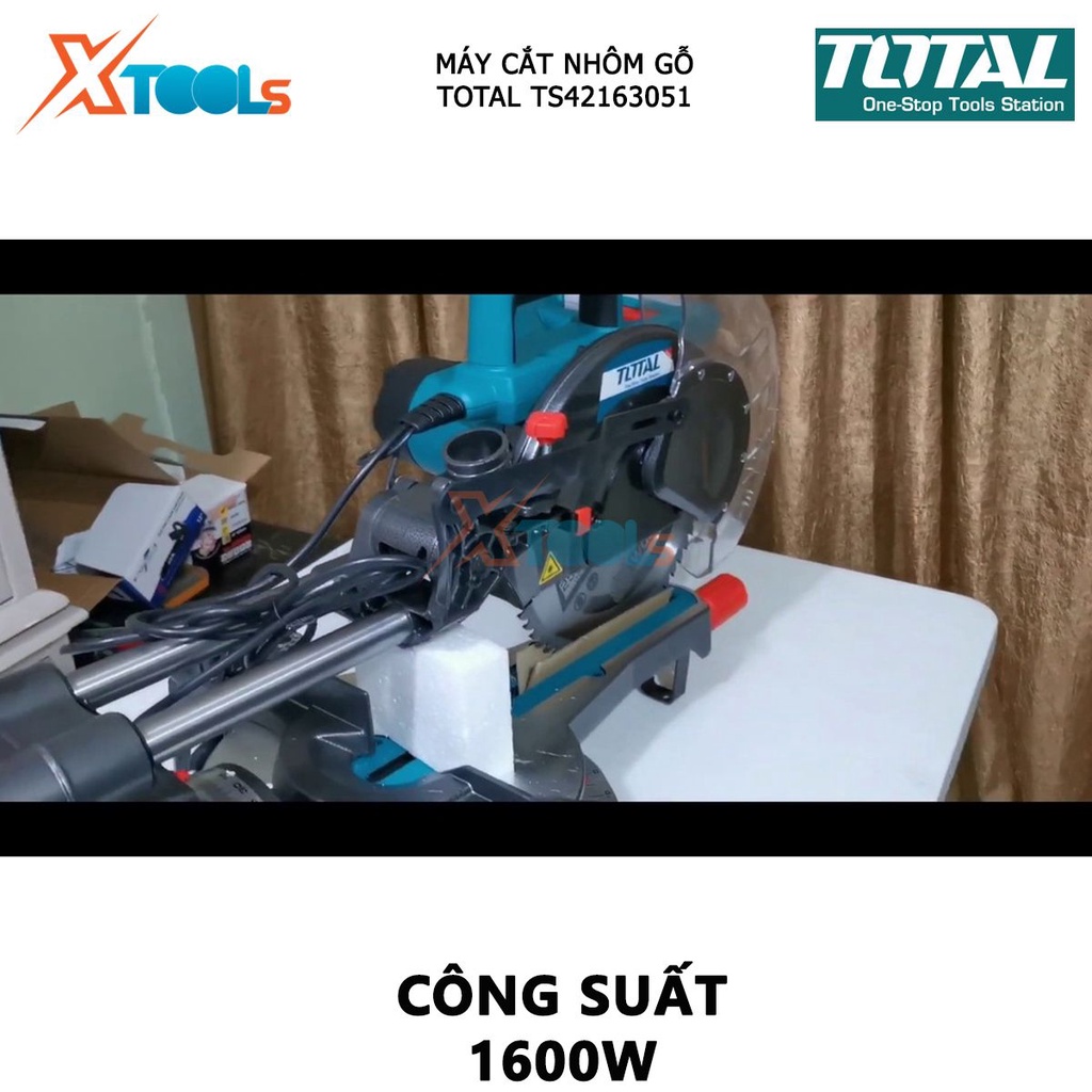 Máy cắt nhôm TOTAL TS42163051 máy cưa nhôm có công suất 1600W, 220-240V, Tốc độ không tải 2800rpm, 60x185mm cắt cơ khi