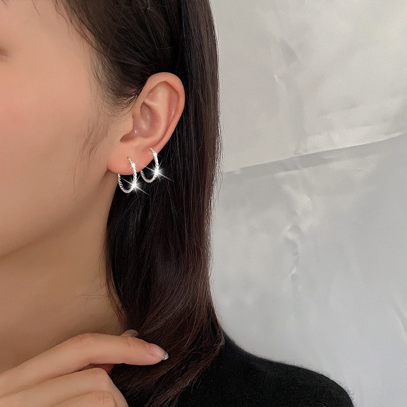 1 đôi Bông tai thời trang mảnh mạ bạc s925