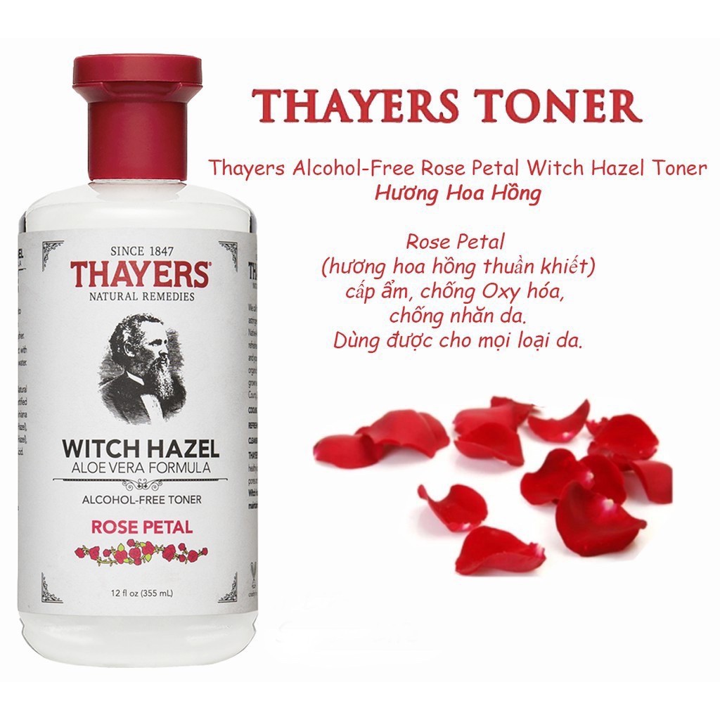Nước hoa hồng không cồn Thayer hương nước hoa - Toner Thayer Rose Petal 355ml