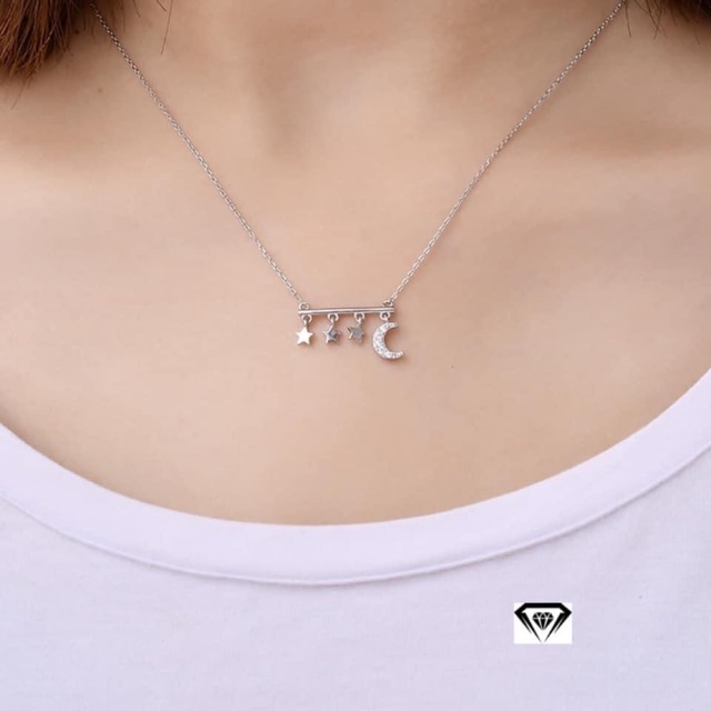DÂY CHUYỀN BẠC MẶT TRĂNG SAO NGANG SIÊU XINH