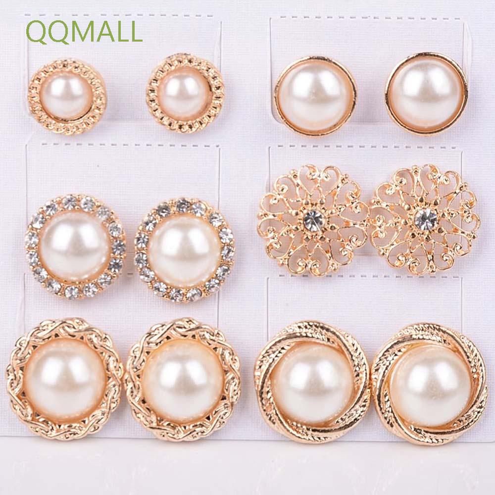 Set 6 Đôi Bông Tai Bằng Kim Loại Nhiều Màu Sắc Phong Cách Cổ Điển Sang Trọng Dành Cho Nữ