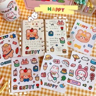 Miếng nhãn dán sticker hình gấu thỏ màu sắc dễ thương đa dạng