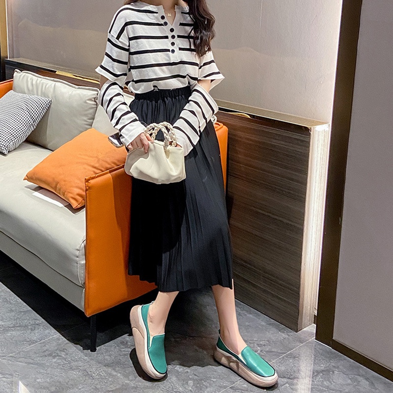 Giày Lười Đế Xuồng Mũi Tròn Phong Cách retro Cho Nữ