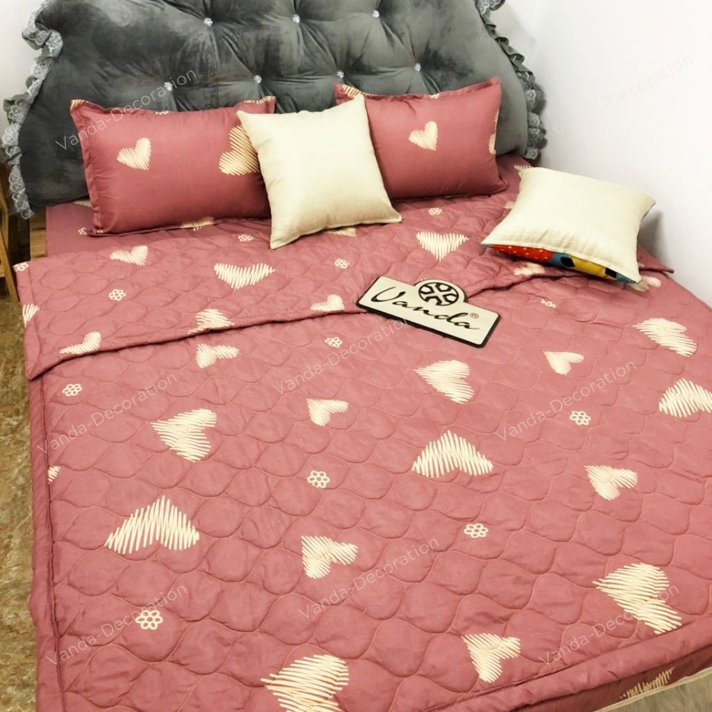 Bộ chăn hè ga gối drap giường cotton poly vn họa tiết đẹp