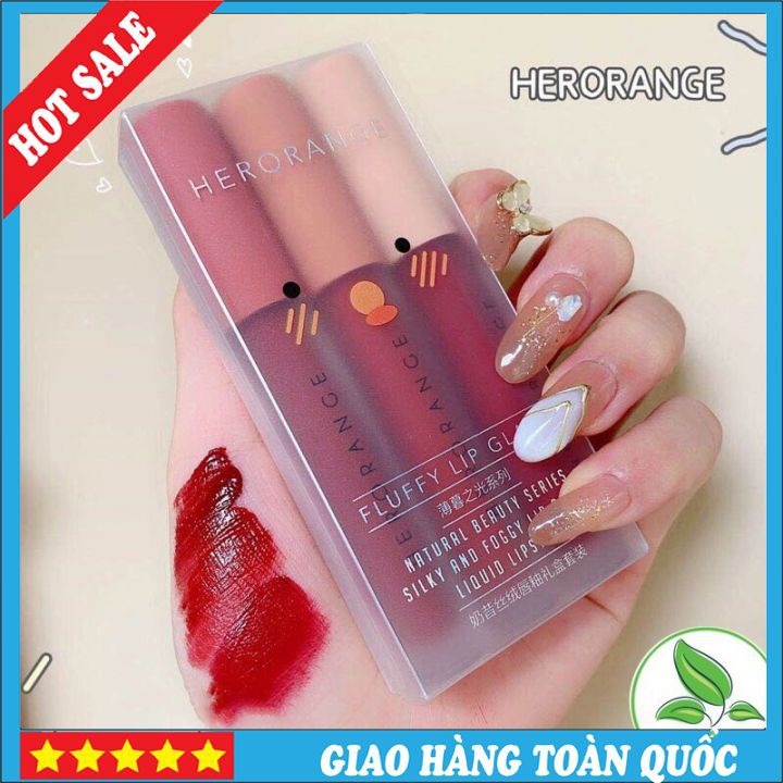 [HOT SALE ] Set 3 Cây Son Kem Lì Herorange Fluffy Lip Glaze