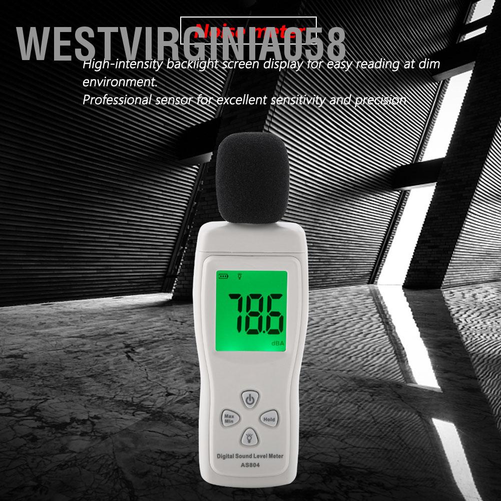 Có thể bán buôn SMART SENSOR AS804 Máy đo mức âm thanh kỹ thuật số Màn hình kiểm tra 30-130dBA Westvirginia058 Hàng giao ngay
