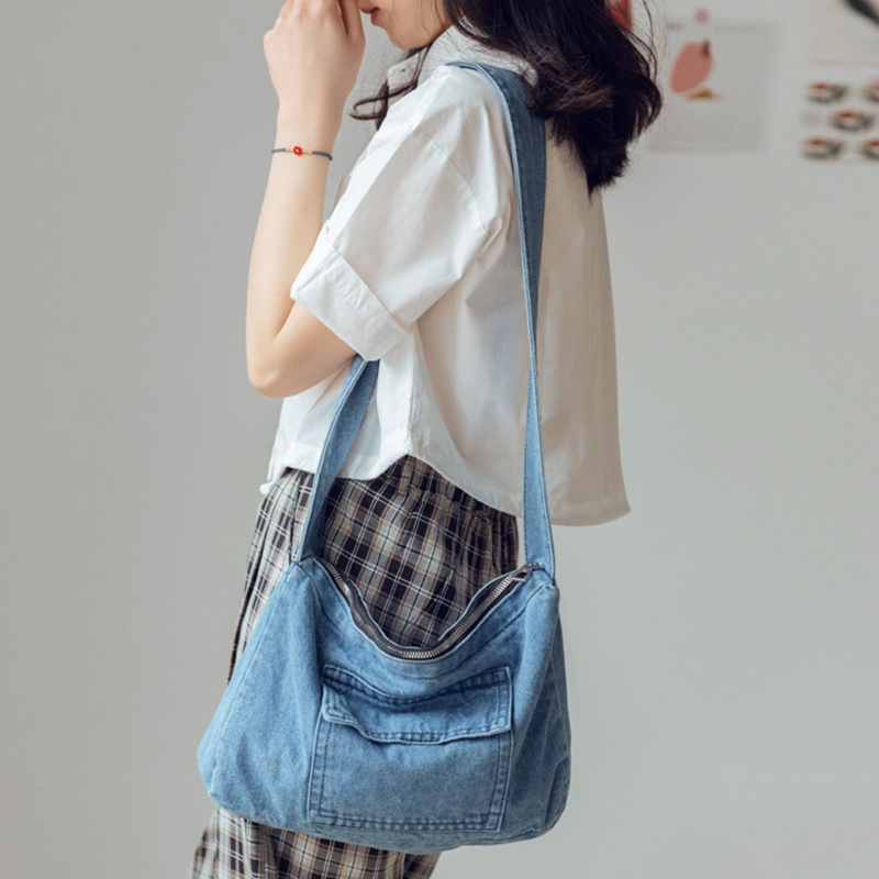 Túi Xách Denim Đeo Chéo Phong Cách Retro Thời Trang Cho Nữ