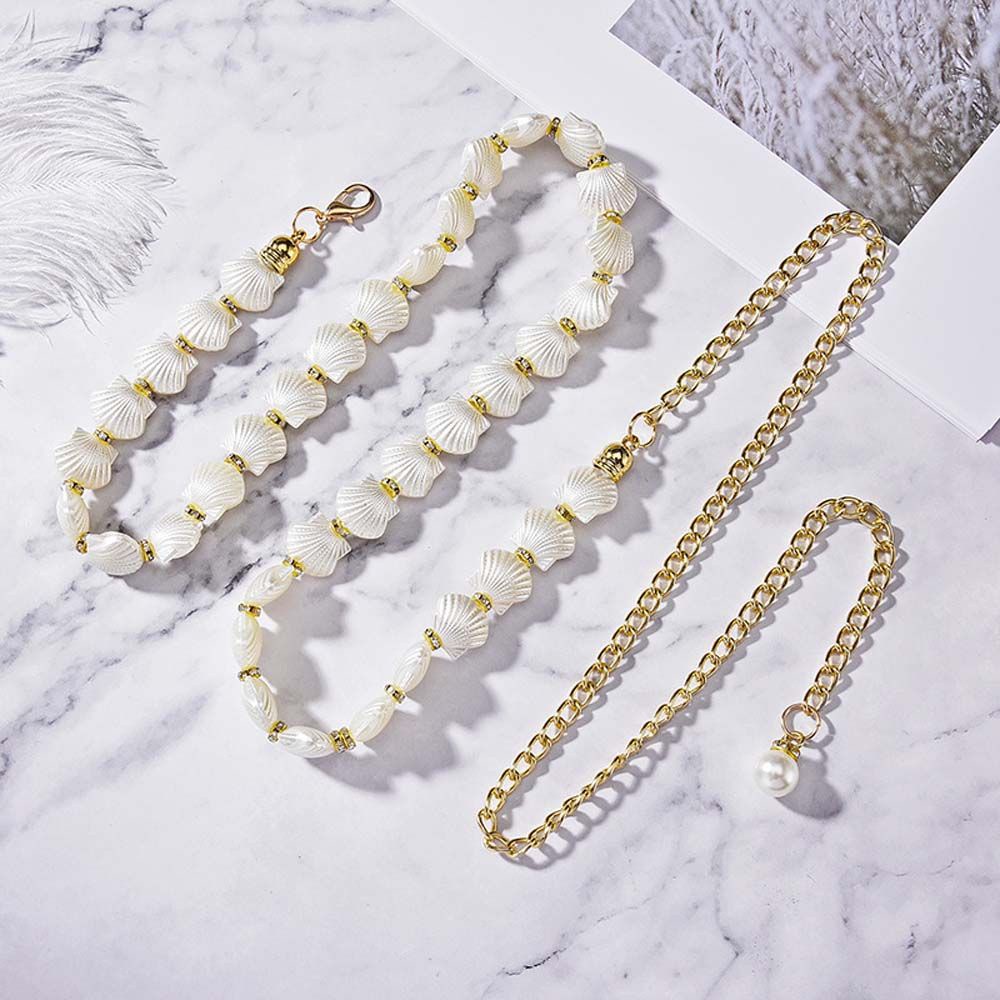 Thắt Lưng Mỏng Đính Ngọc Trai Giả Phối Tua Rua Thời Trang Hàn Quốc Cho Nữ