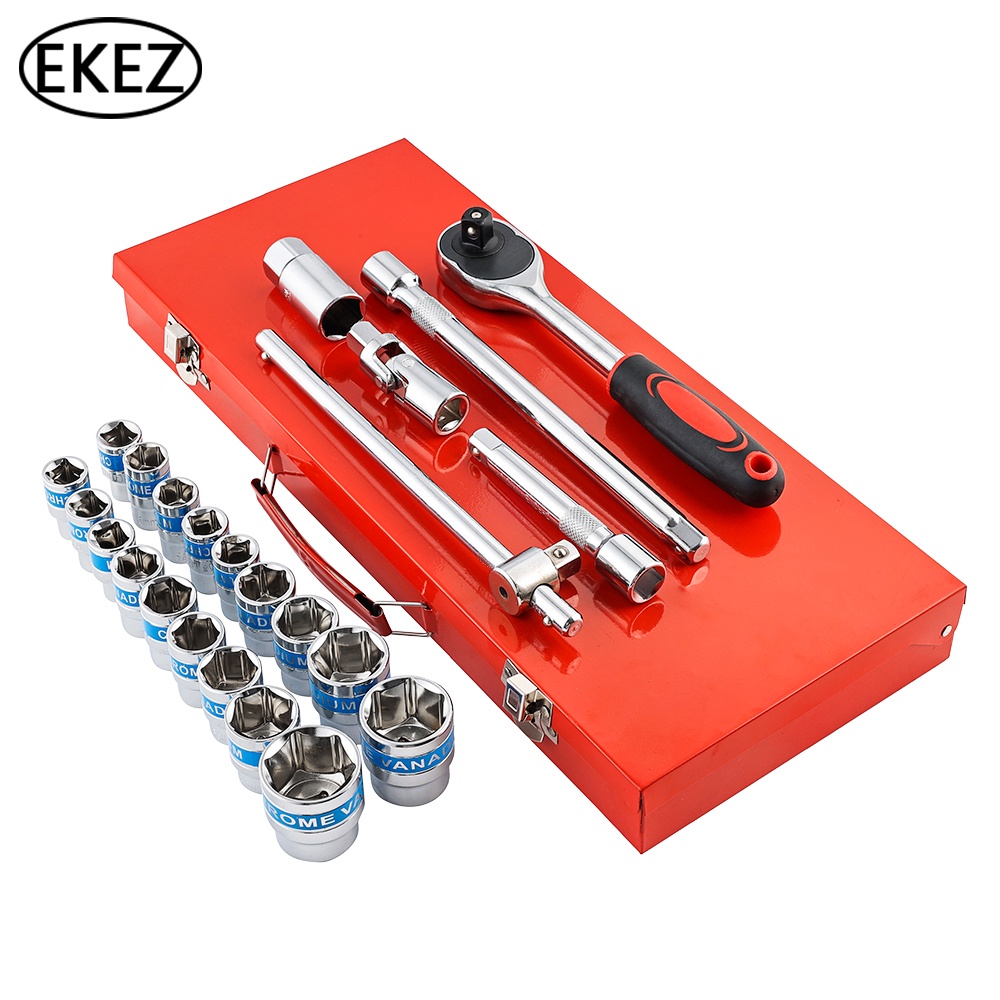 EKEZ Bộ 24 món dụng cụ chuyên dụng sửa chữa xe hơi bằng thép mạ crom