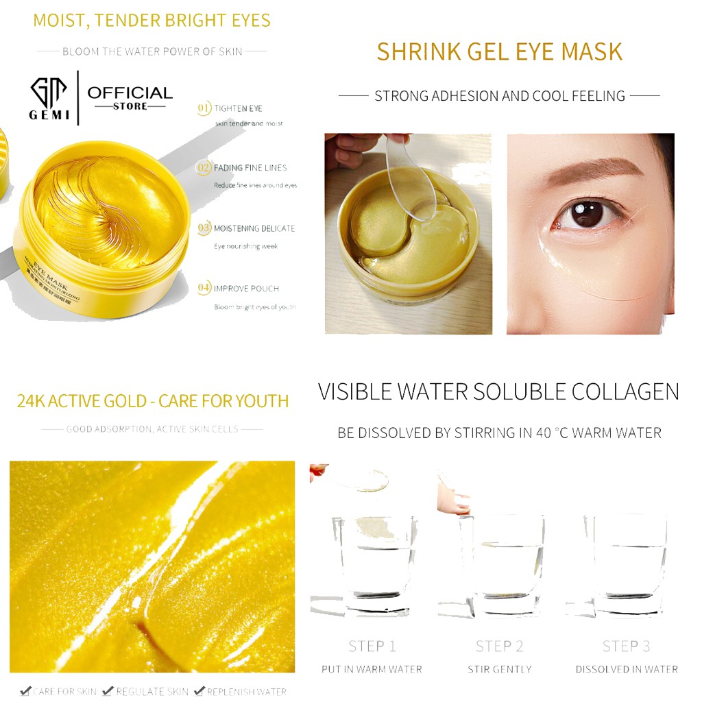 Hộp 60 Miếng Mặt Nạ Dưỡng Mắt, Giảm Quầng Thâm, Bọng Mắt, Nhăn Mắt BioAQUA | BigBuy360 - bigbuy360.vn