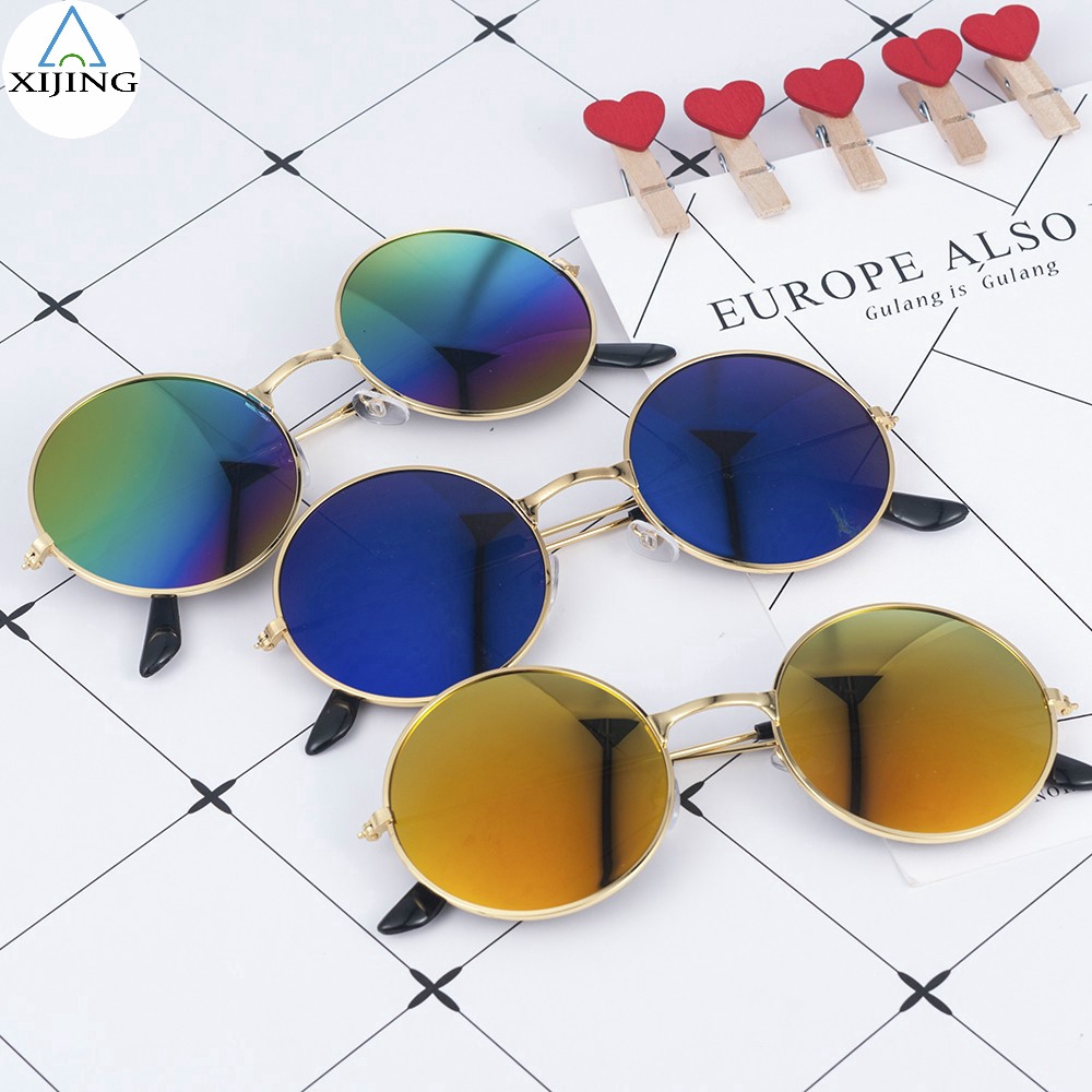 Kính mát tròn gọng kim loại kiểu dáng vintage thời trang cho nữ