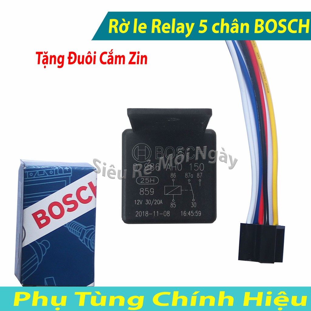 Rờ le Relay Bosch 5 chân Tặng Đuôi Cắm Zin