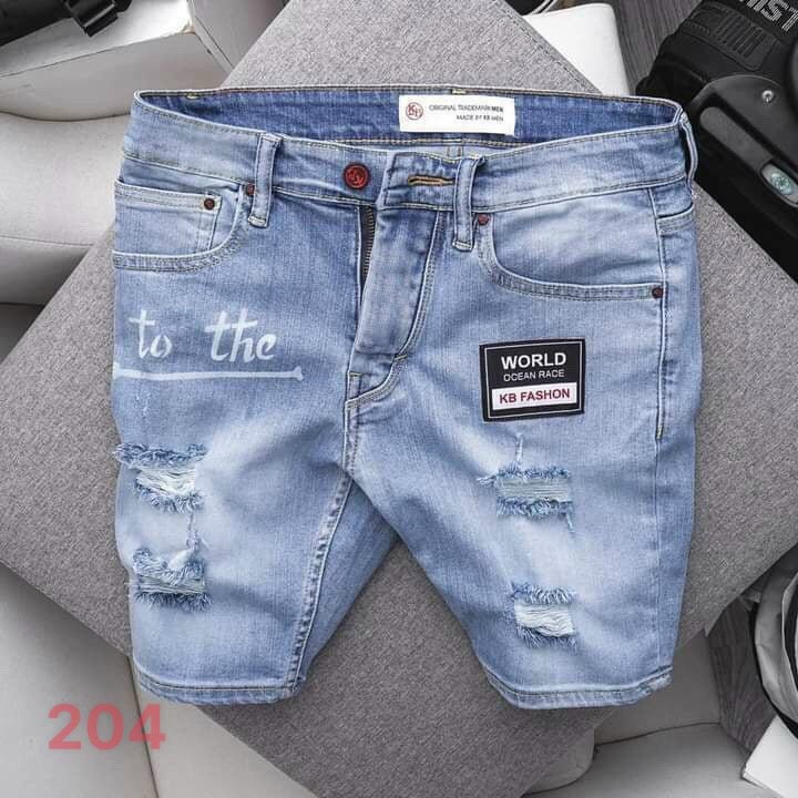 Quần short jean nam co dãn kiểu dáng trẻ trung đơn giản thêu họa tiết thời trang hàn quốc MÃ SỐ QS204