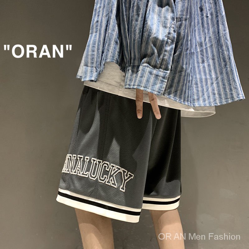 Quần short bóng rổ in chữ thời trang đường phố cho nam