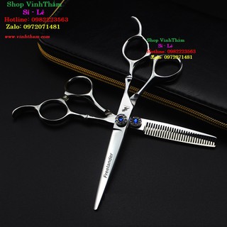 Kéo Cắt Tóc Cao Cấp Freelander [TĂNG KÈM BAO DA ĐỰNG VÍ CAO CẤP+ 2 LƯỢC TONIGUY]