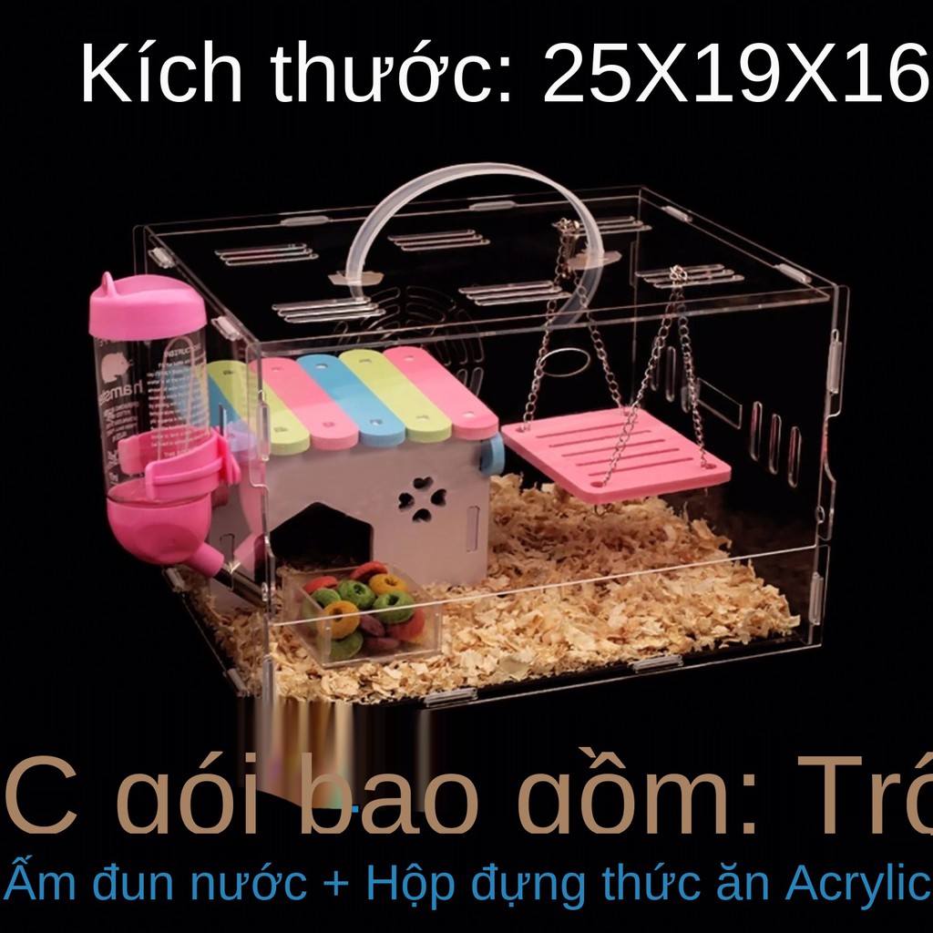 Gói giá trị lồng chuột lang acrylic một lớp trong suốt biệt thự cung cấp đồ chơi