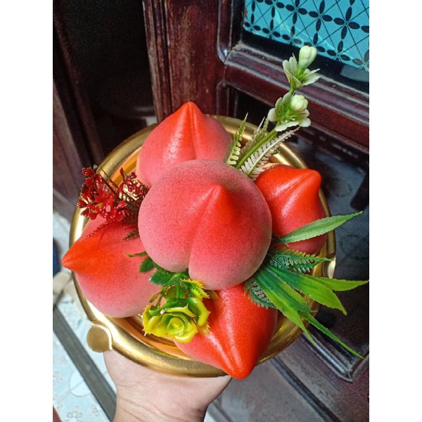 Bánh bao đào tiên, túi tiền và thỏi vàng set 5 quả
