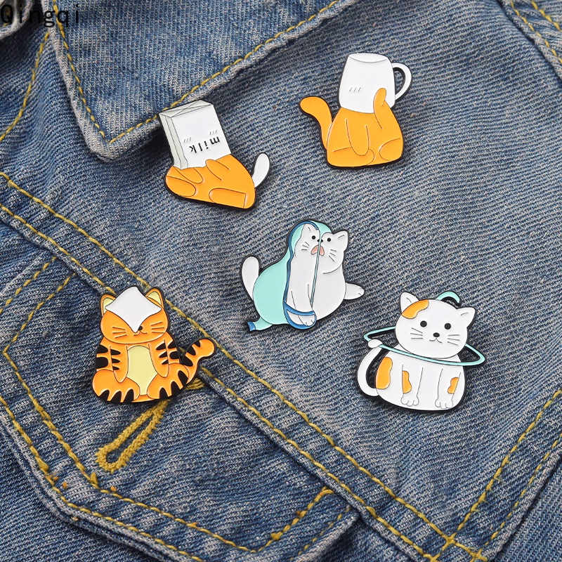 Ghim cài áo Miss Zoe hình mèo hoạt hình dễ thương vui nhộn thích hợp làm quà tặng cho bạn bè