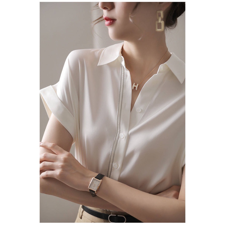 Áo Sơ Mi Chiffon Tay Ngắn Cổ Bẻ Thời Trang Dành Cho Nữ