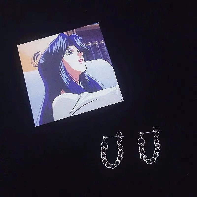 Khuyên tai chuỗi dây xích bằng thép không gỉ phong cách hip hop thời trang cho nữ