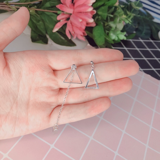 Bạc 925 - Bông tai tam giác 2 kiểu độc đáo