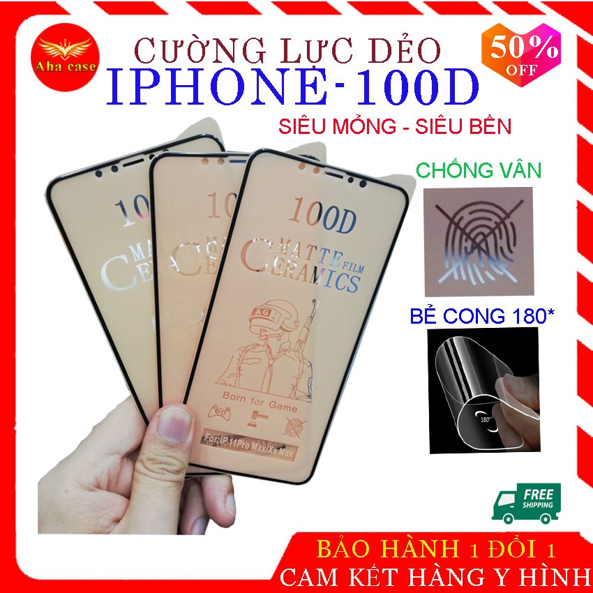 [Freeship] Miếng dán màn hình cho Iphone 100D bảo vệ màn trầy xước, chống vân, kính cường lực dẻo từ IP 6 đến 12 Pro Max