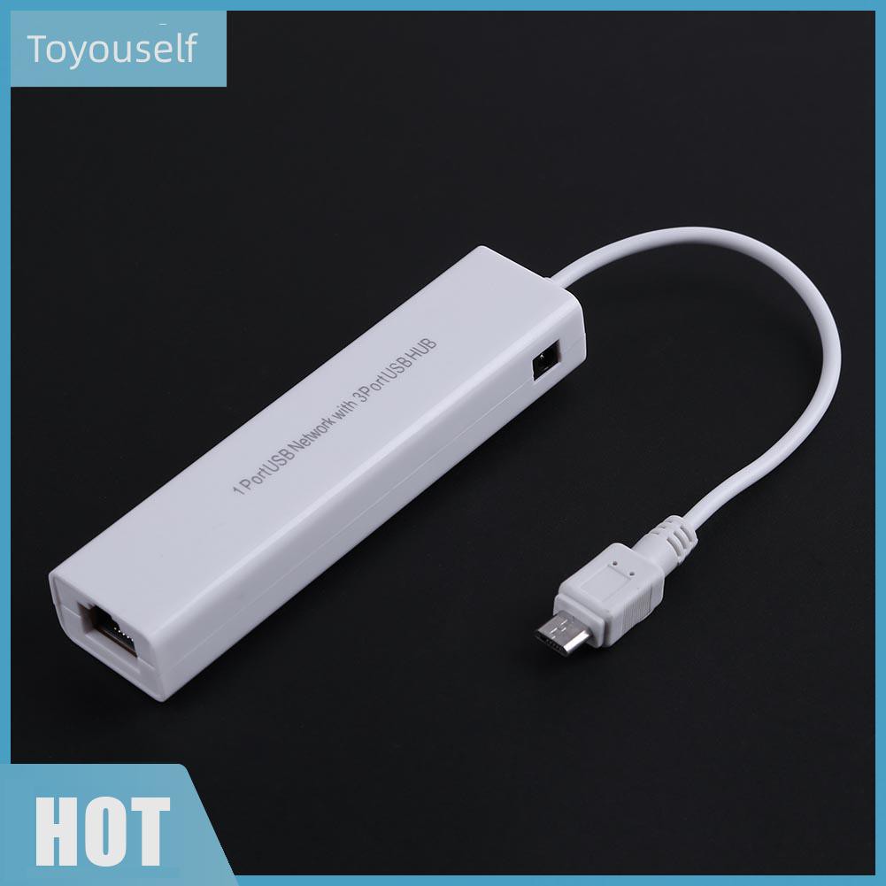 Bộ Chia 3 Cổng Usb 2.0 Hub 10 / 100mb Micro Usb Sang Rj45 Lan