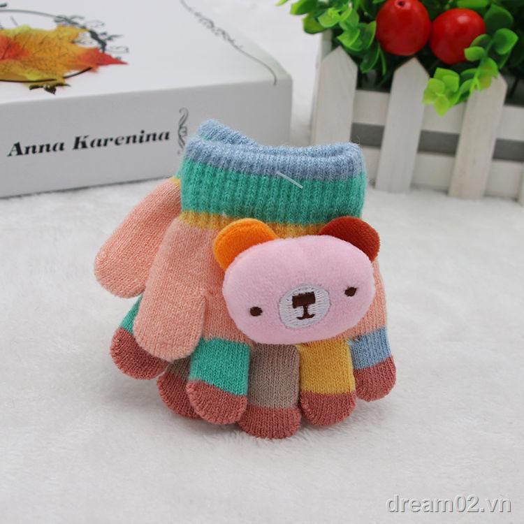 Găng tay len xỏ ngón dành cho bé trai, bé gái mùa đông 0-2 tuổi - Sơ sinh