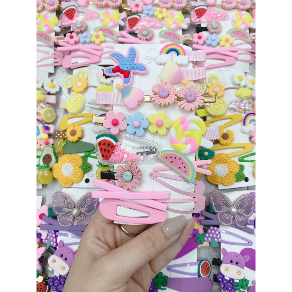 Set Kẹp Tóc 14 Món Nhiều Hình Kute Cho Bé Gái siêu cute, dễ thương