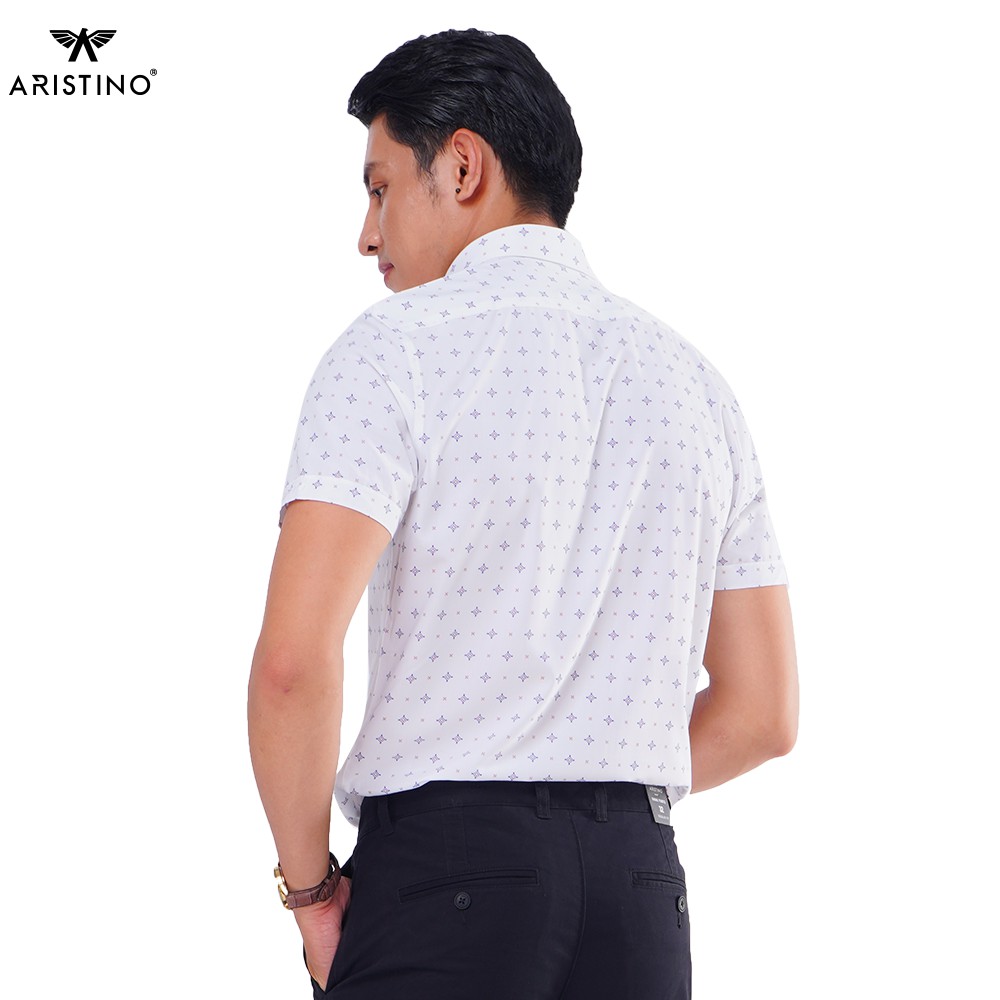 Áo Sơ Mi Nam Ngắn Tay Aristino ASS115S8 Màu Trắng In Thoi Xanh Đỏ | BigBuy360 - bigbuy360.vn