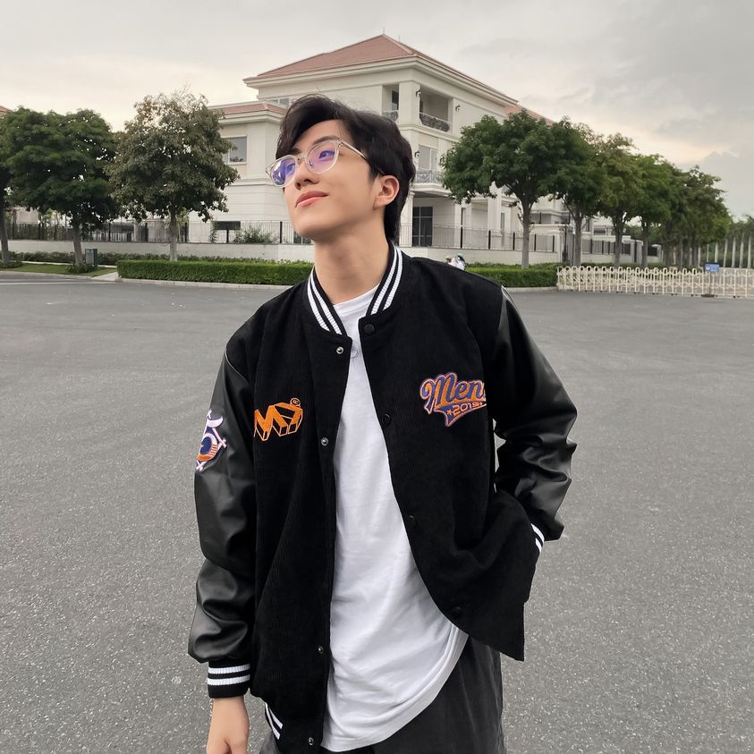 MENDE - Old School Varsity - Áo Khoác Bóng Chày Nam Tay Da