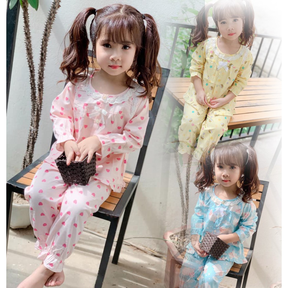 Pijama thô lụa in hình cho bé gái từ 8 đến 26kg 02