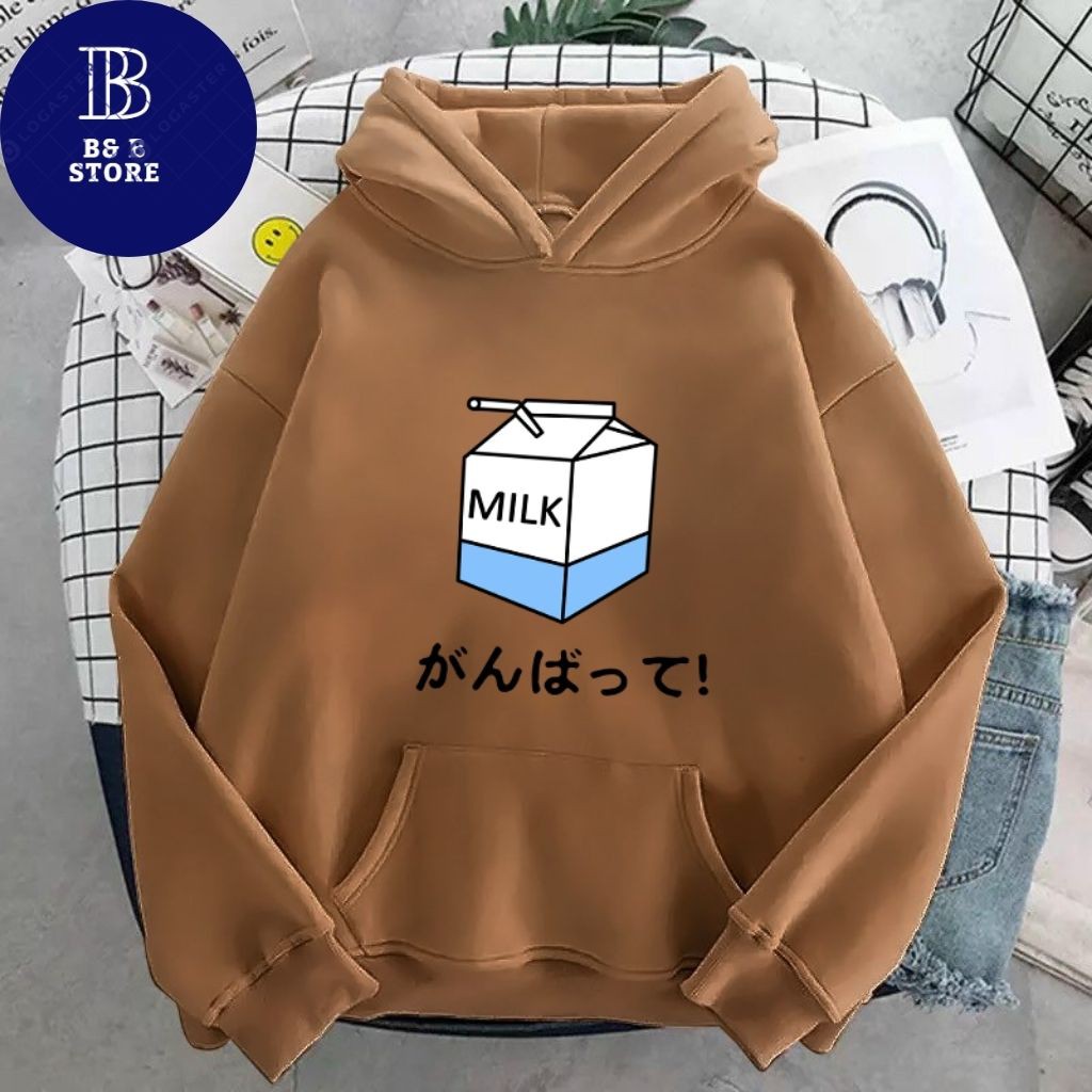 ÁO KHOÁC HOODIE NỈ UNISEX IN MILK SIÊU CUTE ÁO KHOÁC HOODIE LOCAL BRAND FORM RỘNG NAM NỮ NHIỀU MÀU | WebRaoVat - webraovat.net.vn