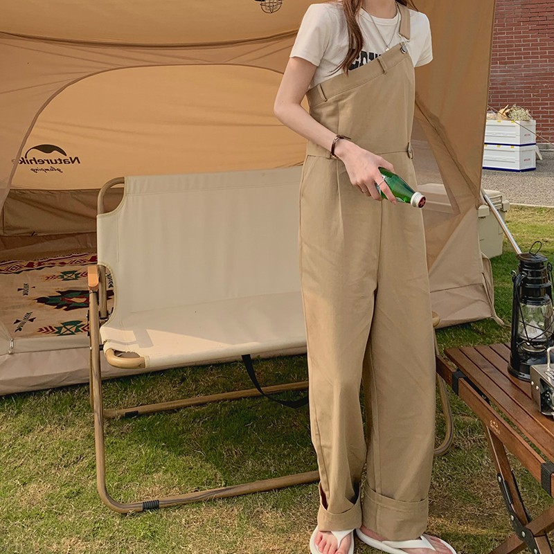 [ORDER] Quần yếm lệch vai màu nâu khaki style ulzzang Korea | BigBuy360 - bigbuy360.vn
