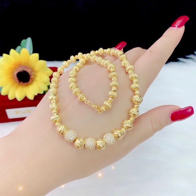 (SIÊU SEAL) Dây chuyền nữ kiểu bi dát vàng 18k cao cấp (HÀNG CHẤT )