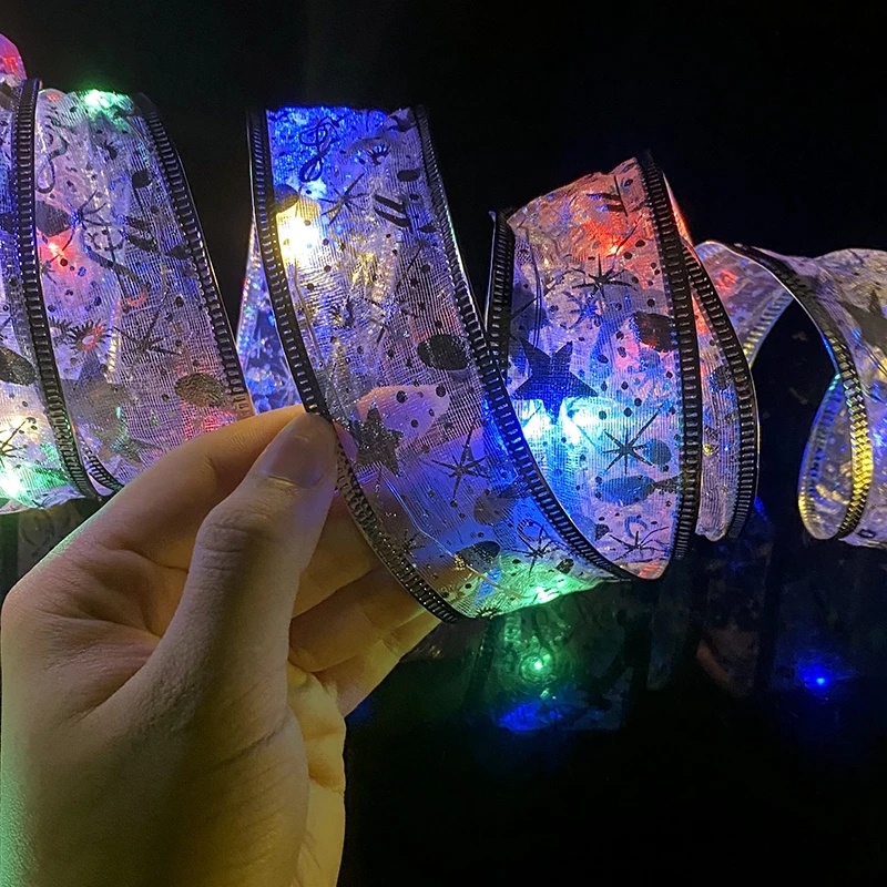 Dây đèn LED màu 40 bóng bằng lõi đồng dùng thắt nơ trang trí đỉnh cây thông giáng sinh