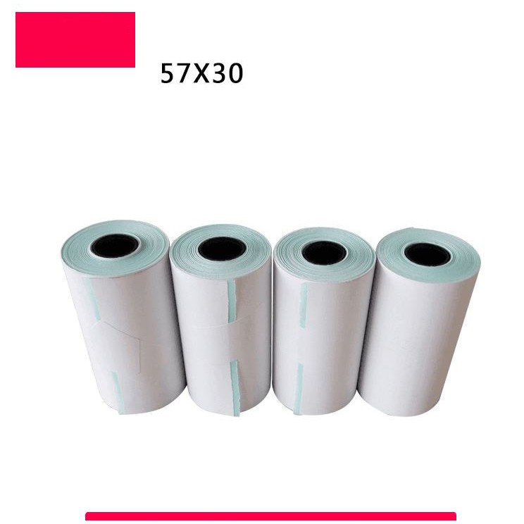 6 cuộn Giấy in dán k57 cho máy in nhiệt mini cầm tay 57x25