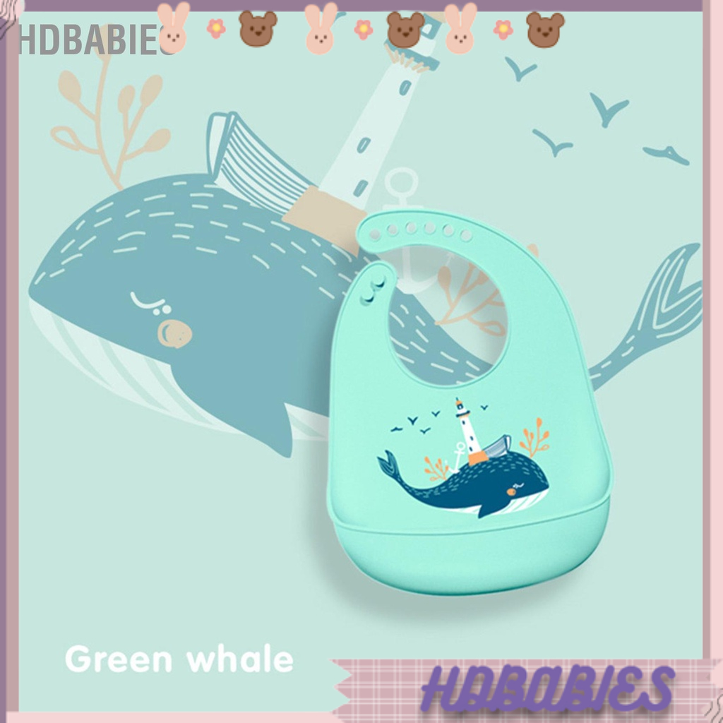 HDbabies Yếm cho bé bằng silicon Không thấm nước Dễ dàng làm sạch ăn trẻ sơ sinh Bé gái và trai